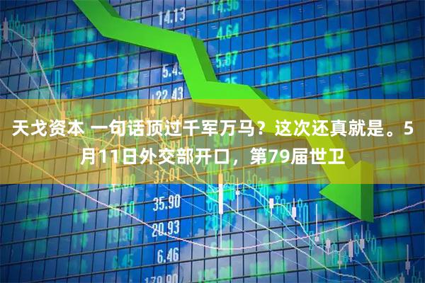 天戈资本 一句话顶过千军万马？这次还真就是。5月11日外交部开口，第79届世卫